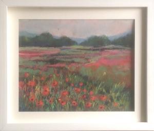 Annie Bruckner, Pastel  Tyne River Poppies .Pastels on pastel paper. 11inches x 13 inches.£95.