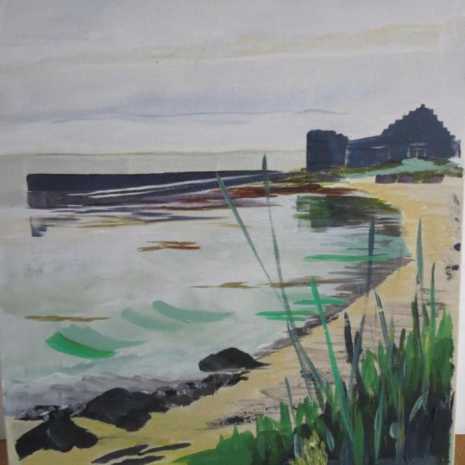 Judith Dunkerley,   Papa Westry, Orkney Islands. Acrylic on canvas.  NFS   