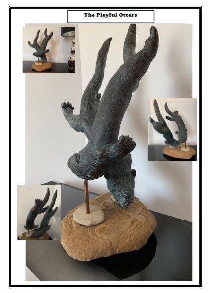 Lillian Stewart, Playful Otters. Polymer Sculpey Clay.  35cm x 52cm.  £300 