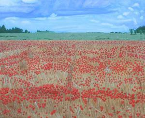 John Mole, Poppy Field, acrylic on canvas, 56x46cm,  £200