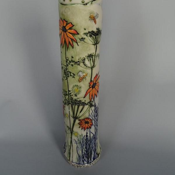 Lorna Watt,  Rudbeckia Vase,  porcelain,  42cm, SOLD 