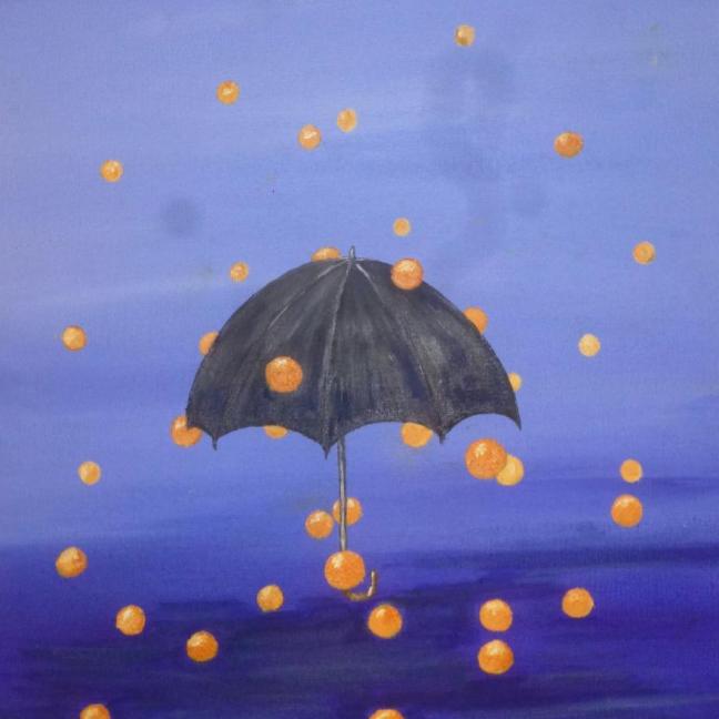 Jane Mill-Irving,  Umbrella. acrylic on canvas, 30x40cm,  £90